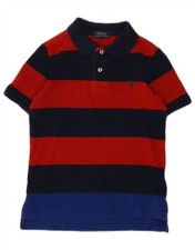 Polo Ralph Lauren Boys Polo Shirt 7-8 Years Multicoloured Striped Cotton EC23