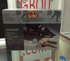 Kiwi Select Shoe Shine Care Kit Valet II Wooden Box 100% Horsehair