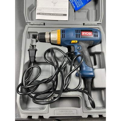 #ad #ad RYOBI D46C 3 8 in Corded Drill Driver Keyless Chuck With Case Tested Works $24.95
