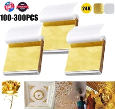 300× Imitation Gold Silver Leaf Sheets Foil Paper for Gilding Craft Art Decor US