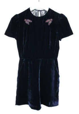 Robe Sandro Femme Petite Manches Courtes Col Rond Velours Poches Mini - Photo 1/4