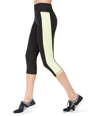 Ideology Pants Cropped Colorblock Legging Mid Rise Green Black Sz S NEW NWT N125
