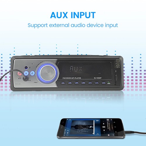 Single 1 Din Car Stereo Radio MP3 Player In-Dash Bluetooth FM Audio USB/AUX/SD - Picture 6 of 8