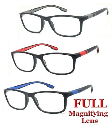 Mens Womens Fashion Square Matte Black Frame Full Lens Reading Glasses