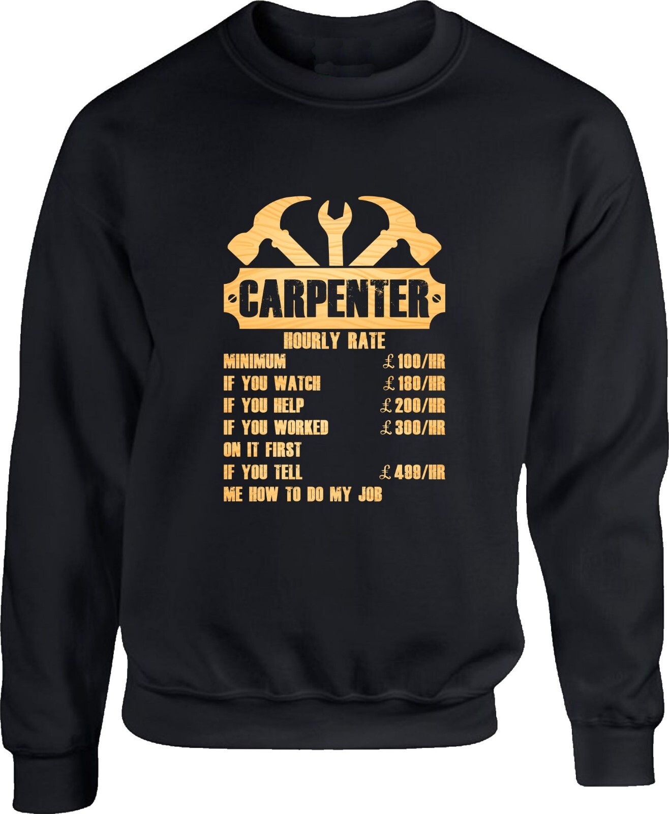 Carpenter Hourly Rate Funny Meme Jumper Professional Carpenters Wood