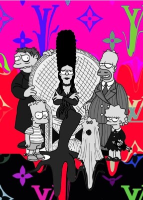 DEATH NYC ltd ed signed framed art print 45x32cm Simpsons as the
