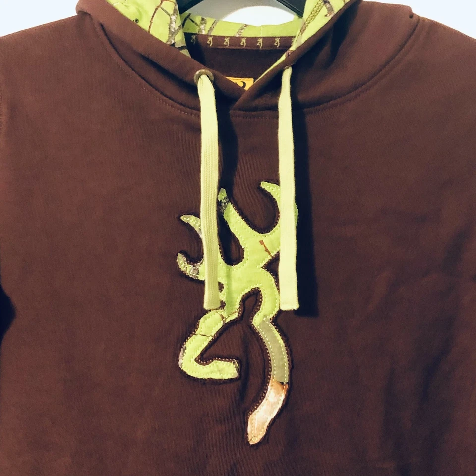 Browning Buckmark Brown Sweatshirt Hoodie Mossy Oak Womens Sz M Camo Accents NWT - Image 3 of 4