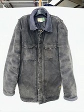 Vtg USA Made WearGuard Jacket Chore Barn Coat Black Denim Lined XL Thrashed
