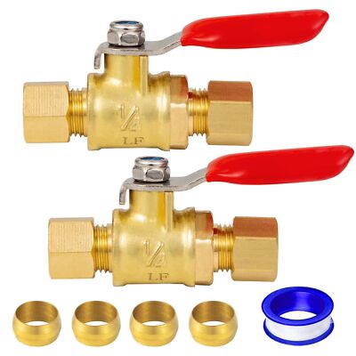MSAEIQUN 2-Pack 1/4" Brass Ball Valve - Male NPT X Male NPT Shut Off Valve For Air Compressors