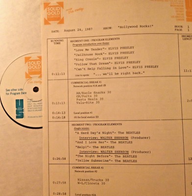 RADIO SHOW 8/24/87 HOLLYWOOD ROCK:FULL SETS/INTERVIEWS, ELVIS PRESLEY & BEATLES
