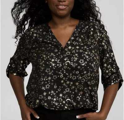 Torrid Harper Georgette Pullover 3/4 Sleeve Blouse Sz 3/3X (22/24) NWT