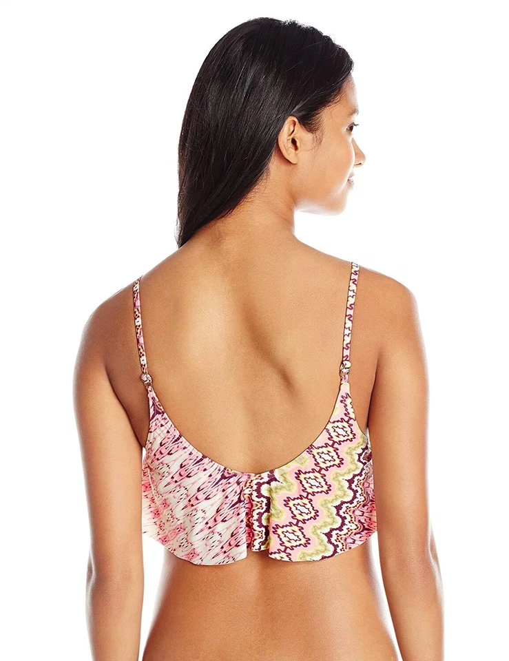 Top de bikini O'Neill 155086 para mujer Bahía con volantes pomelo talla S Foto 2 de 2