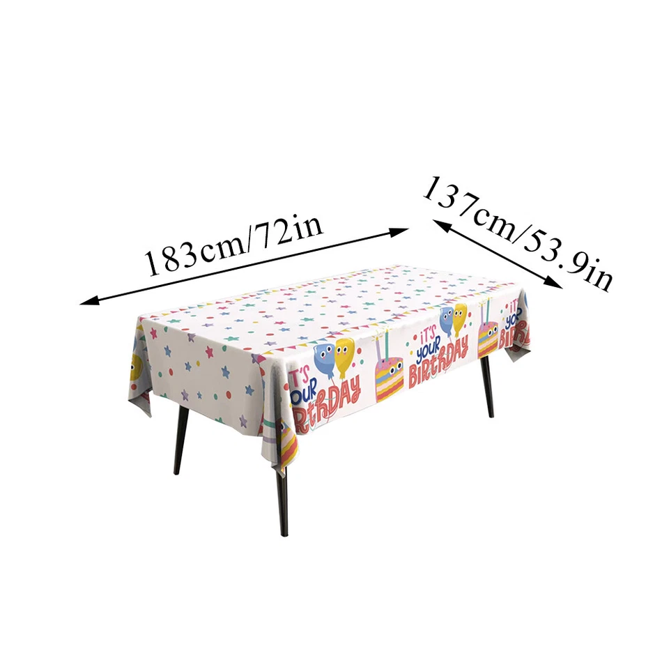 4/2Pcs Birthday Table Cover Table Cloth For Birthday Party Decorations 54”x 72” - Image 3 of 4