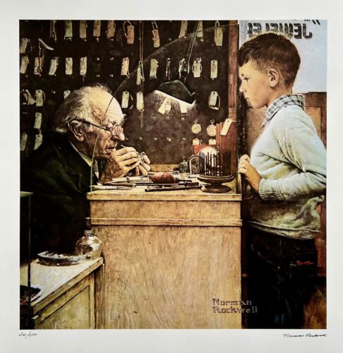 Norman Rockwell THE WATCHMAKER 1978 Signed Limited Edition Lithograph Art - Afbeelding 1 van 8