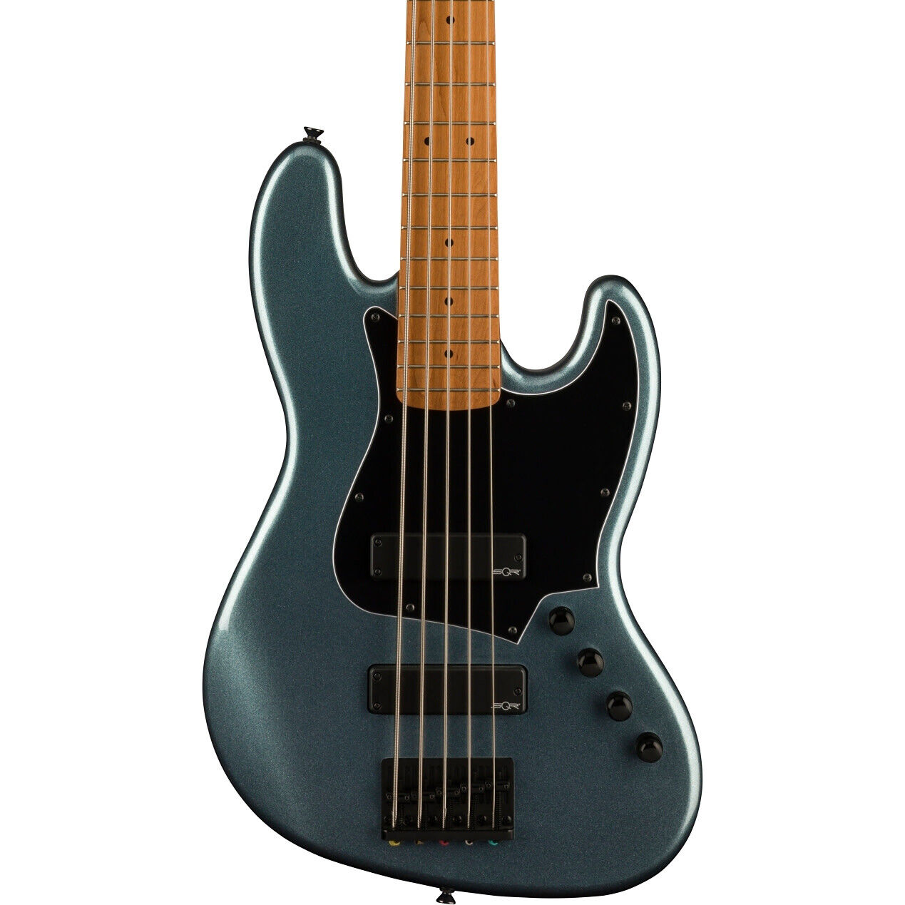 Squier Contemporary Active Jazz Bass HH V 5-String Bass Guitar, Gunmetal Metalli