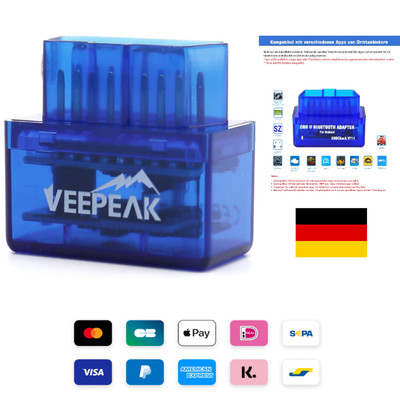 Veepeak Mini Bluetooth OBD II Scanner Adapter für Android und EOBD Diagnosege...