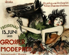POSTER HORSE 1920 GROSSER MODEPREIS LADIES FASHION GERMAN VINTAGE REPRO FREE S/H