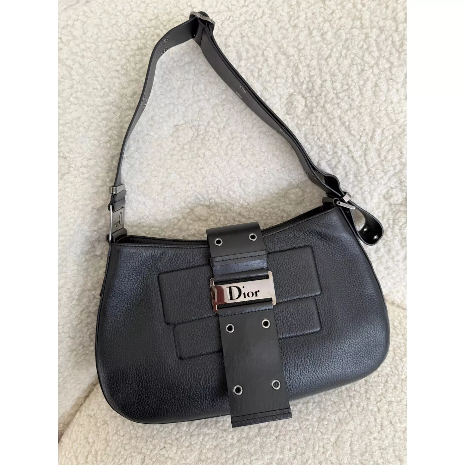 Sac à bandoulière Christian Dior Street Chic Columbus en cuir noir