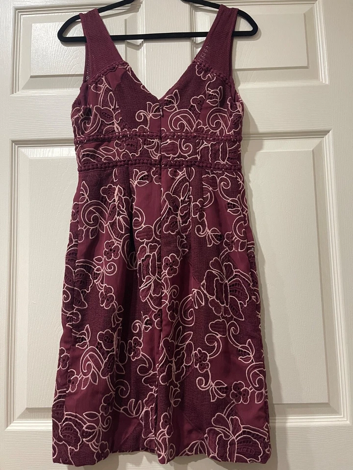 Anthropologie Moulinette Soeurs Ariana Lace Column Sheath Dress Wine Size 6 NWOT - Image 4 of 4