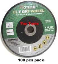 100 pcs Cut Off Wheel Stainless Steel 7" X 3/64" X 7/8" Metal Disc Saw Blade 