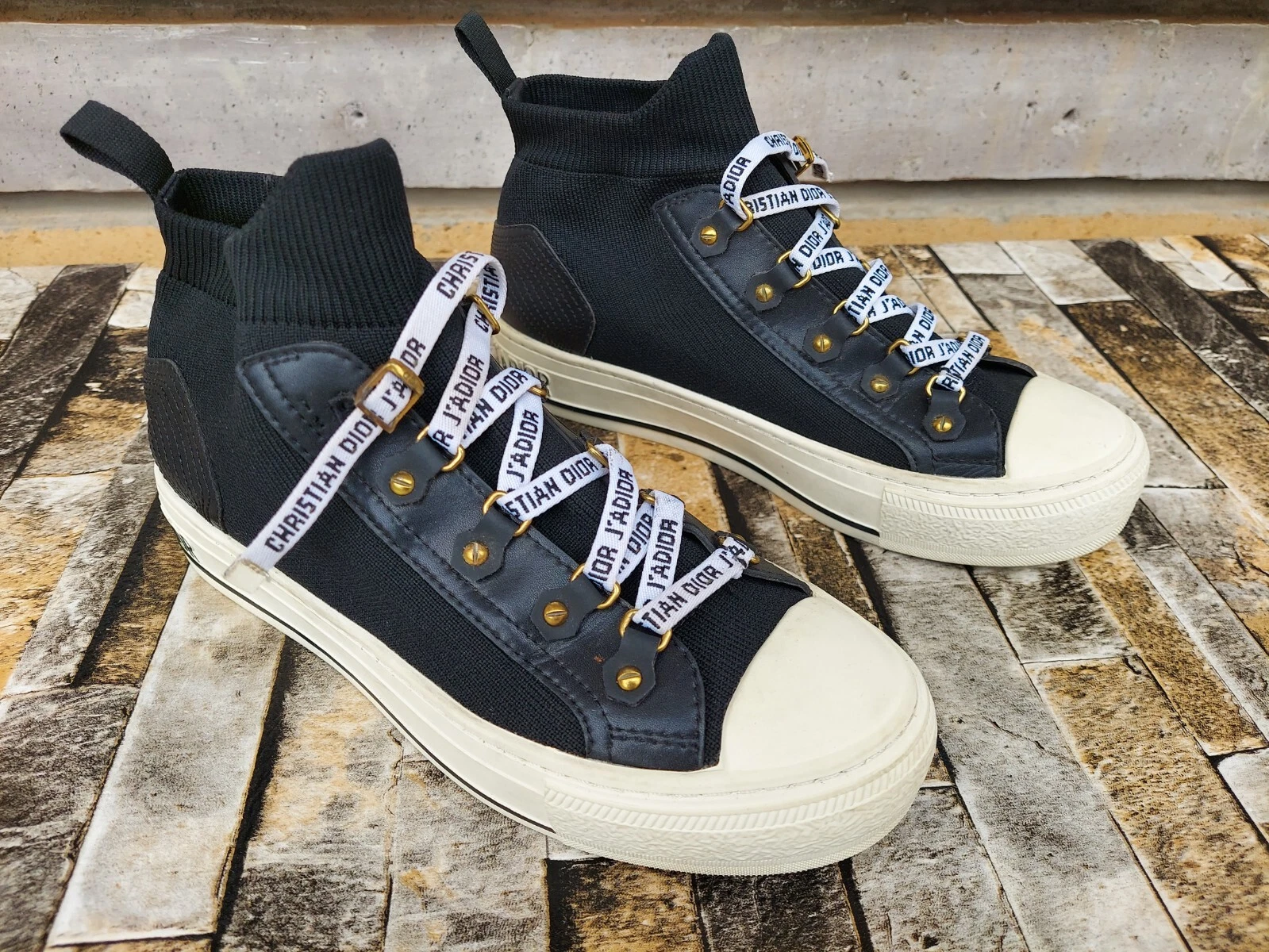 Authentique baskets Dior Walk N Dior Trainer en maille haute noir coton toile EU 37