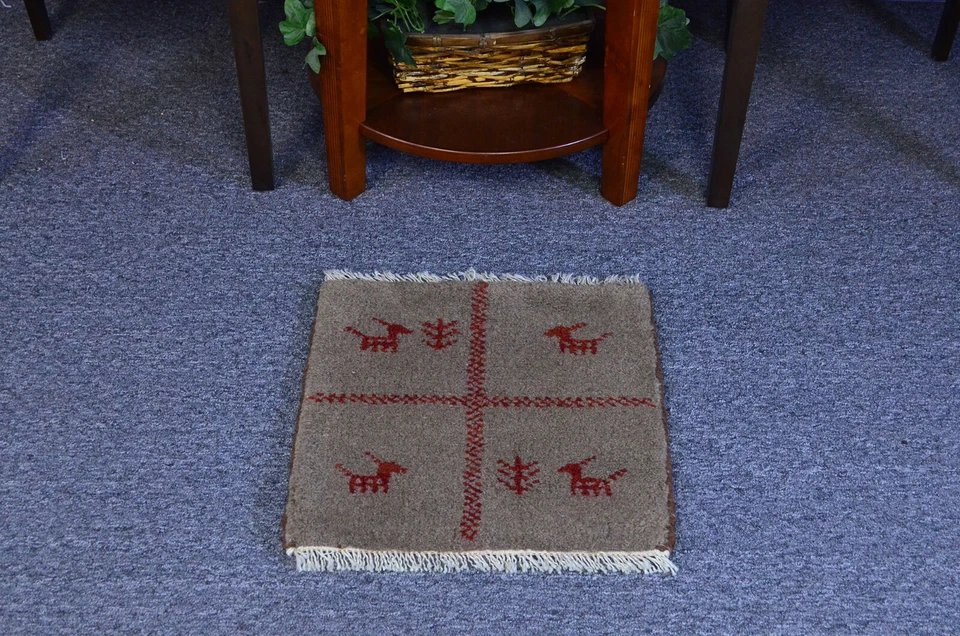 1英尺3英寸x1英尺3英寸传统羊毛手工打结东方部落地区地毯Gabbeh地毯 — 第 2/4 张图片