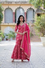 Pink Viscose Salwar Suit with Jacquard Work