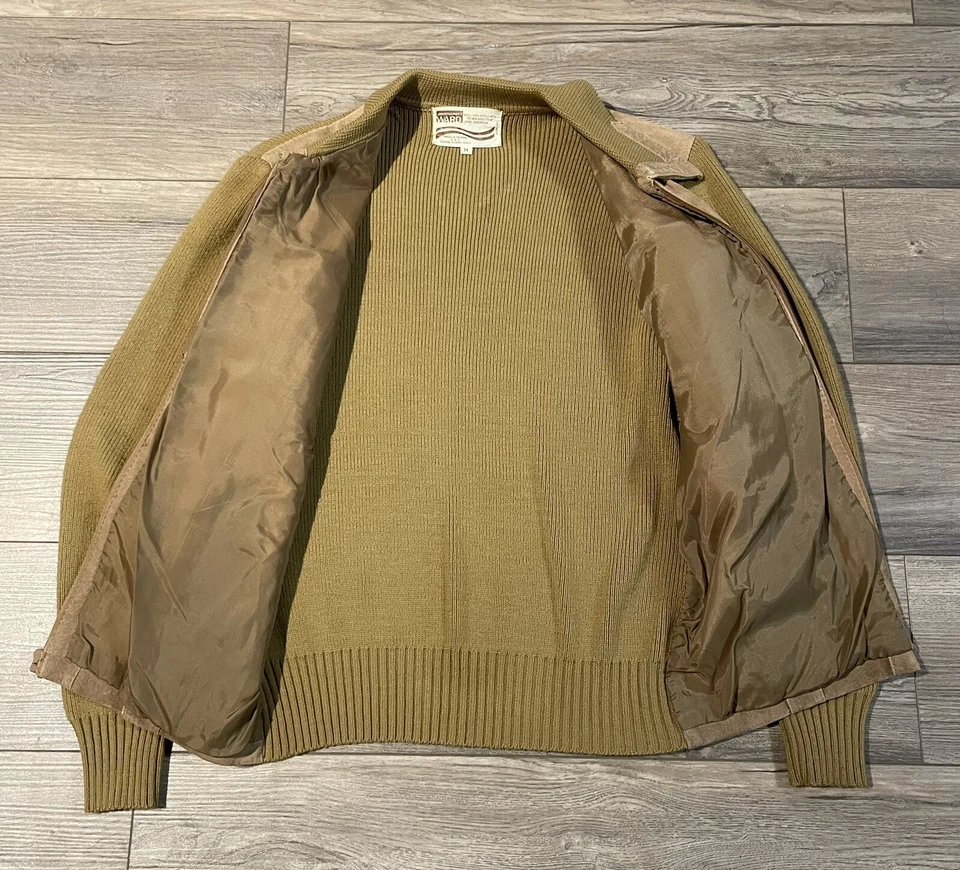 Chaqueta Frontal Gamuza Marrón Mangas Acrílicas Cuello Trasero Montgomery Ward Años 70 M Foto 4 de 4