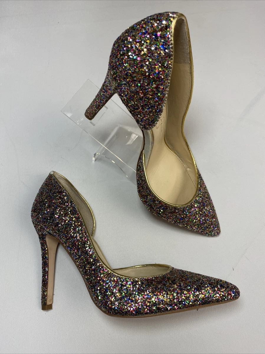 Jessica Simpson Claudete Glitter Stiletto Heels Sparkle Pointed