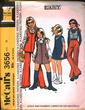 3656 Vintage McCalls SEWING Pattern Girls 1970s Easy Jumper Top Pants UNCUT 10