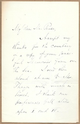 Joseph Henry Thayer SIGNED letter to Theodore Pease Harvard Biblical
