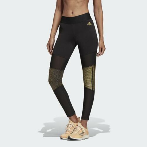 WOMEN'S ADIDAS ID GLAM BLACK/GOLD LEGGINGS UK M - DX7937 - Picture 1 of 3