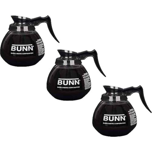 (3 Pack) Bunn 12-Cup Commercial Glass Decanter, Coffee Pot Carafe, Black - Picture 2 of 6