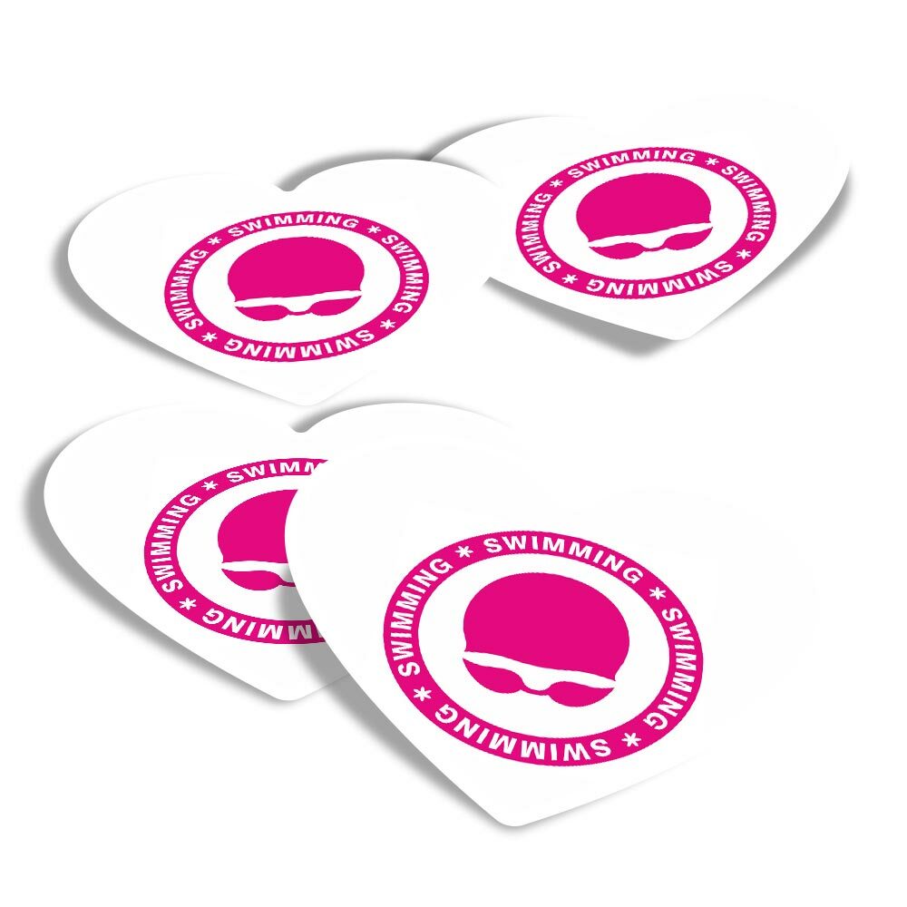 4x Heart Stickers - Swimming Swim Triathlon Open Water #5504