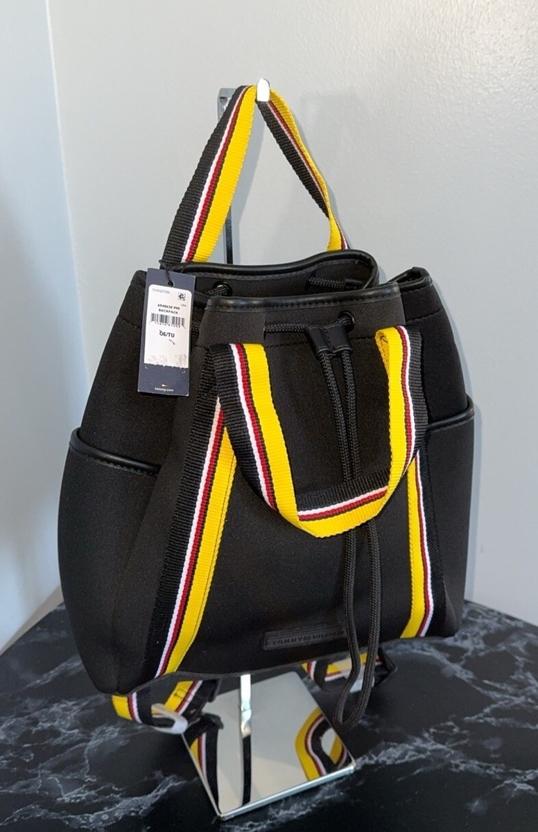 Tommy Hilfiger black canvas/leather drawstring backpack Buy Tommy Hilfiger Black Essential Backpack from Next USA main image 4