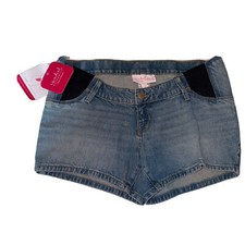 Isabel Maternity Womens Midi Jean Shorts w/Side Panel, Light Blue Size 4/27