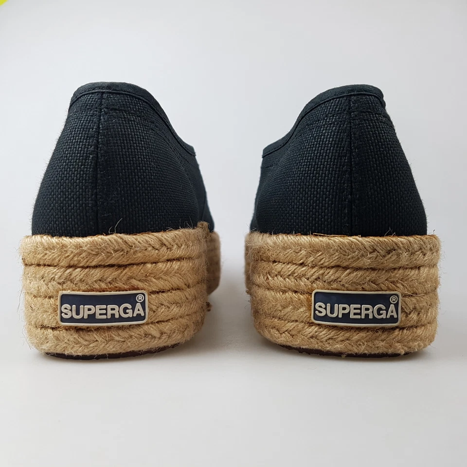 SUPERDRY 'Platform' Sz W 10.5 / M 9 US Shoes Black Canvas | 3+ Extra 10% Off - Imagem 4 de 4