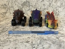  3 Lightweight Plastic Dinosaur Toy Pull Back Cars