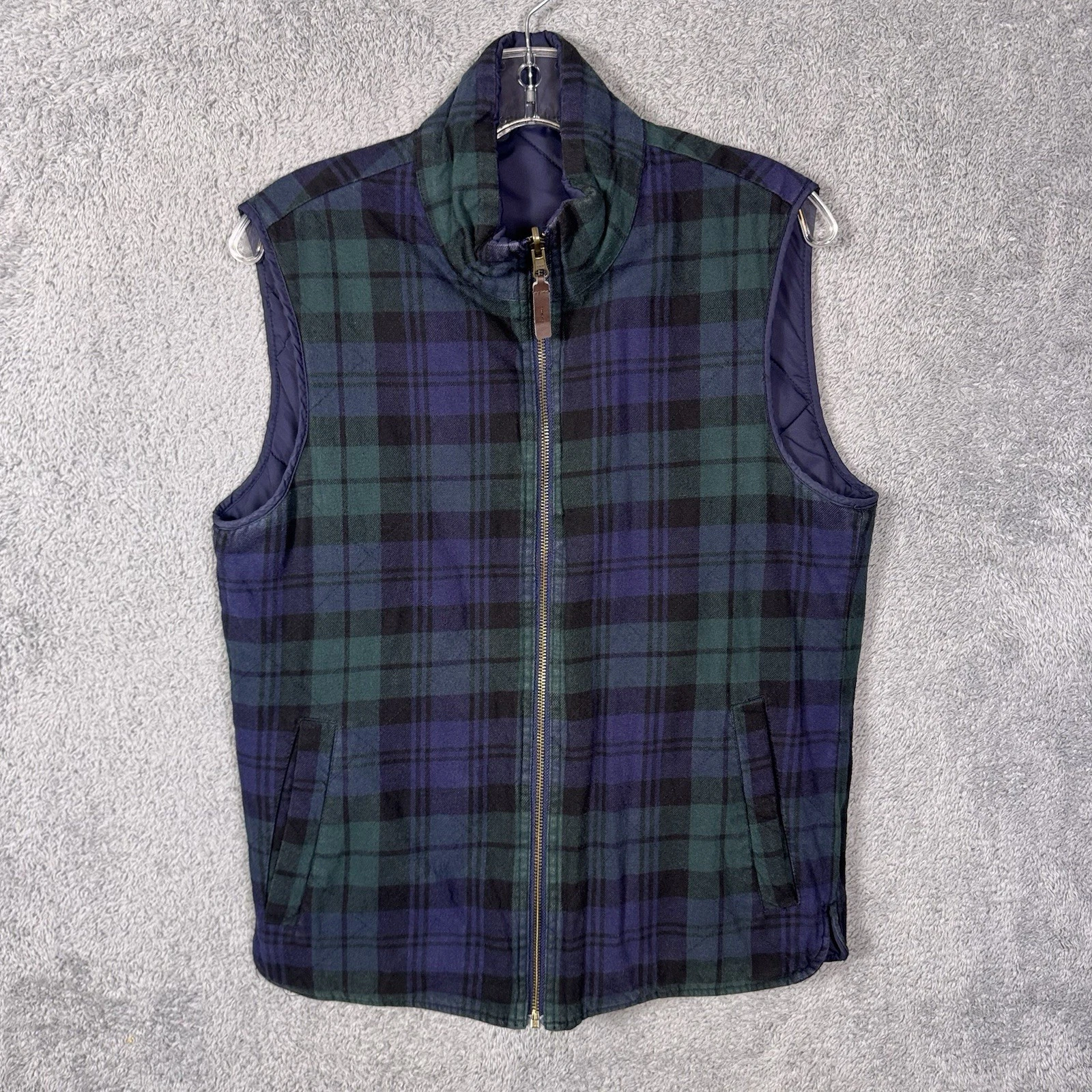 J Crew Vest Mens S Quilted Thinsulate Essex Full Zip Outerwear Tartan Reversible