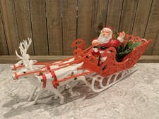 Vintage 60 s Plastic Santa Sleigh With Reindeer 12 Christmas