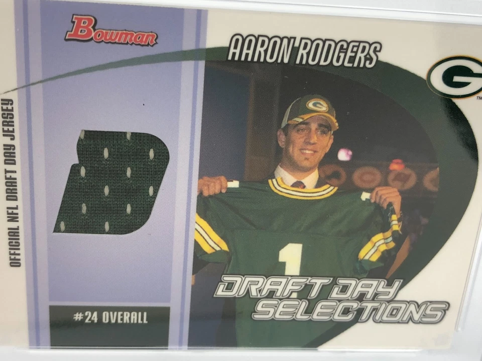 AARON RODGERS ROOKIE JERSEY Card 2005 Bowman DRAFT DAY SELECTIONS Packers PSA 8 - Image 3 of 4