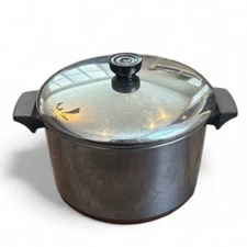 Vintage Revere Ware 1801 6-Qt Stock Pot w/ Lid Copper Bottom Stainless Steel
