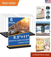 8.5x11 Acrylic Sign Holder Vertical Double-Sided Tabletop Sign Holder with Bl...