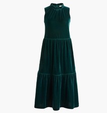 New!($128) J Crew Sleeveless Green Velvet Midi Dress Sz 8 #BV966