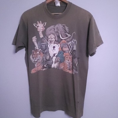 Vintage Fruit Of The Loom Omaha Zoo TShirt Nature Animals Faded Distressed Large