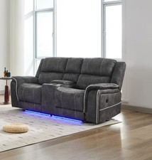 Geneva Fabric Electric Recliner 2 Seater Sofa-Wireless Charging/LED Lights