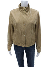 Zara Women Basic Jacket Beige Snap Closure Po...