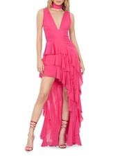 NWT $695 ALICE + OLIVIA "Holly" asymmetric ruffle maxi dress - Raspberry - 6