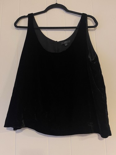 J Crew Womens 90s Y2K Velvet Sleeveless Top Black Boxy Tank Top 14 NWT - Picture 2 of 4