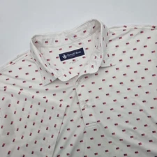 Donald Ross Shirt Men's XL Polo White US Flag Print Short Sleeve Golf AOP